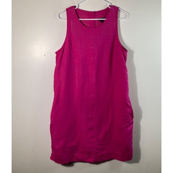 Womens J Crew Linen Dress Sleeveless Knee Length Pink LT Back Button Detail - Picture 1 of 9